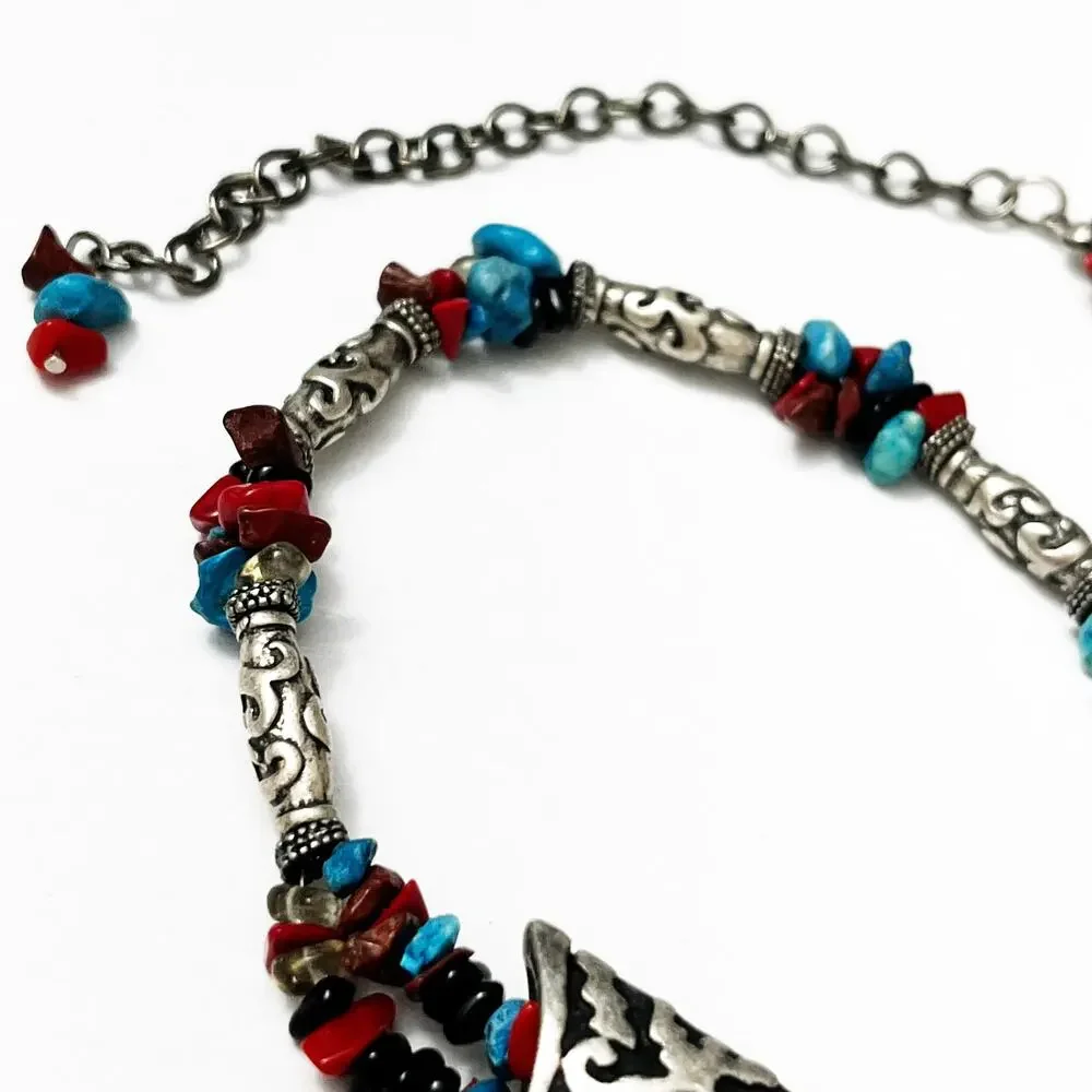 Chico’s Silver Textured Pendant Necklace